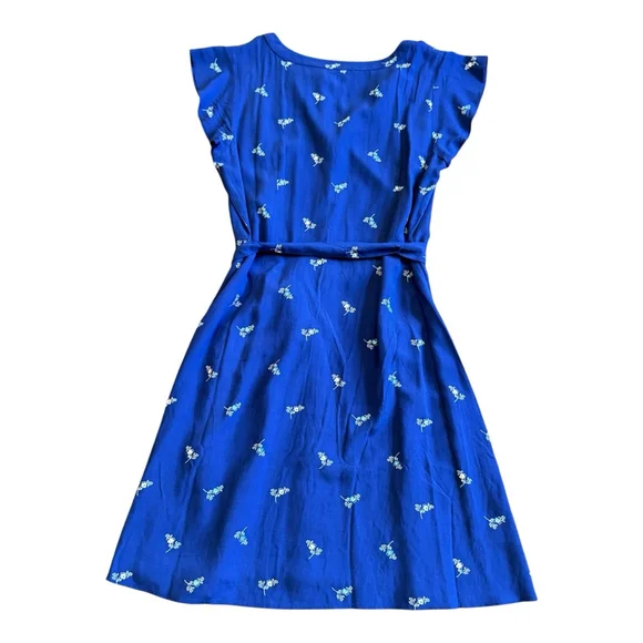 NWT Women's LOFT Outlet Blue Floral Button Front Belted Shirt Dress Size 4 - Picture 7 of 13